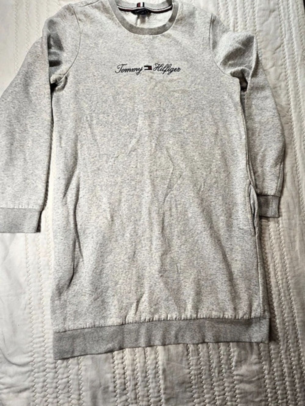 Tommy Hilfiger Logo Sweatshirt Dress Gray Small